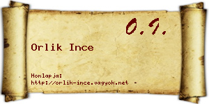 Orlik Ince névjegykártya